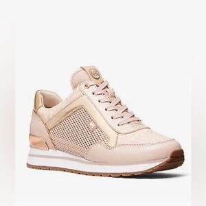 Women’s authentic Micheal Kors pink and Gold tennis shoes.  Size 9m